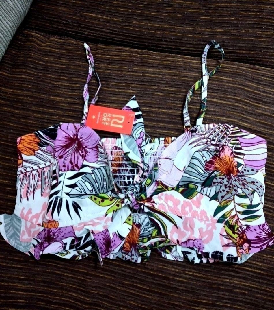 River Island Tropical Knotted Crop Top