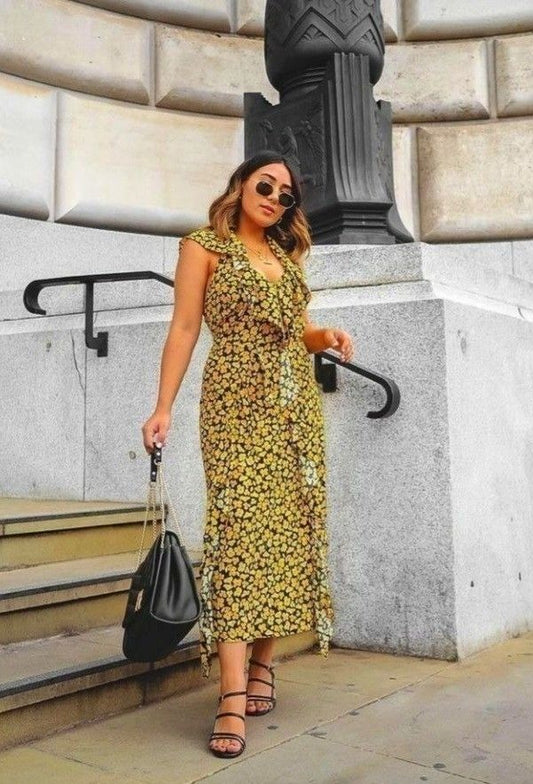 River Island Ruffle Cape Midi Dress