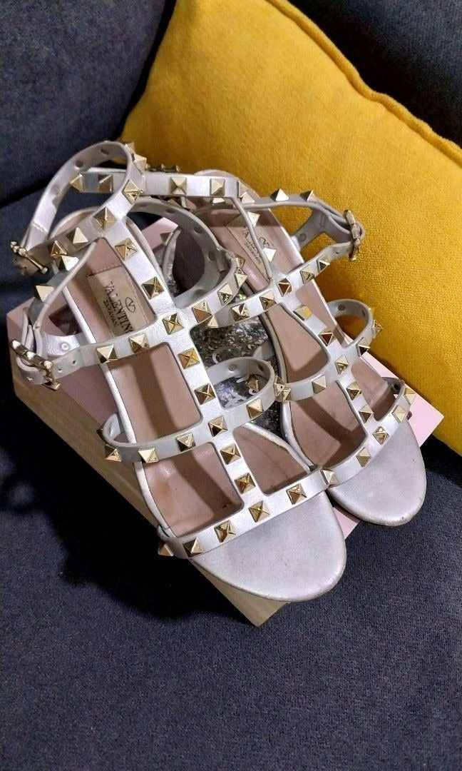 Valentino Rockstud Ankle Strap Leather Sandals