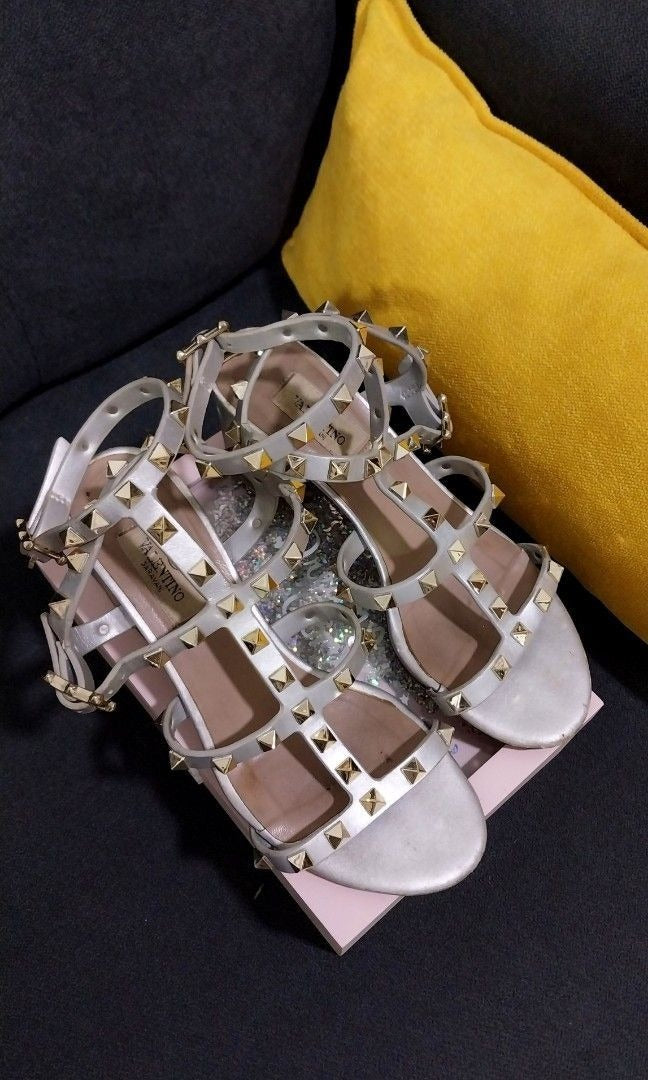 Valentino Rockstud Ankle Strap Leather Sandals