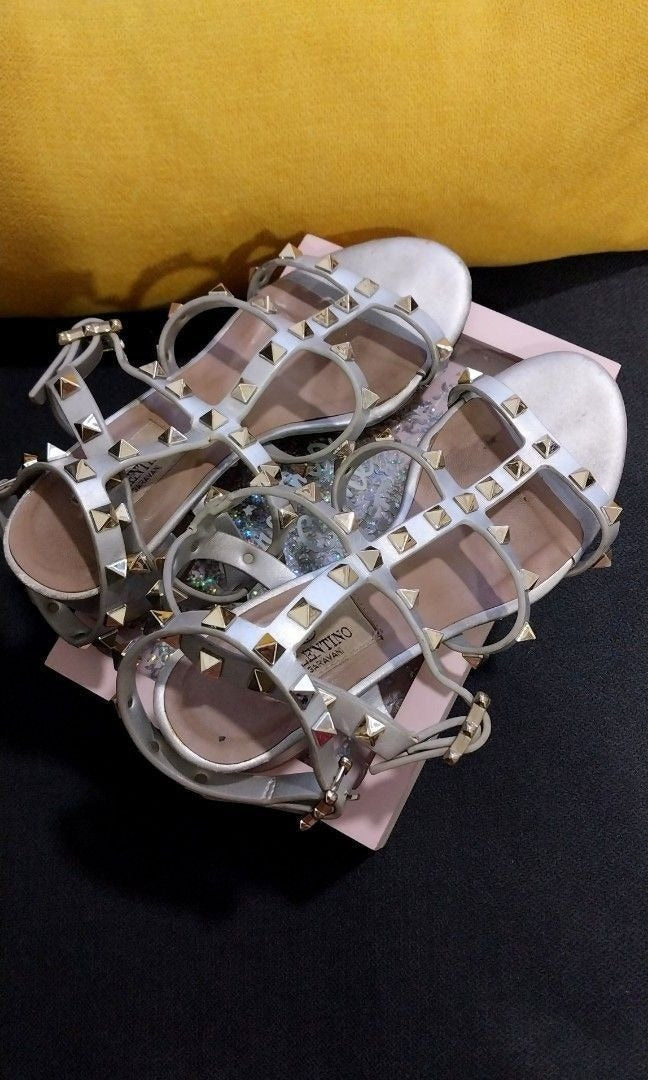 Valentino Rockstud Ankle Strap Leather Sandals
