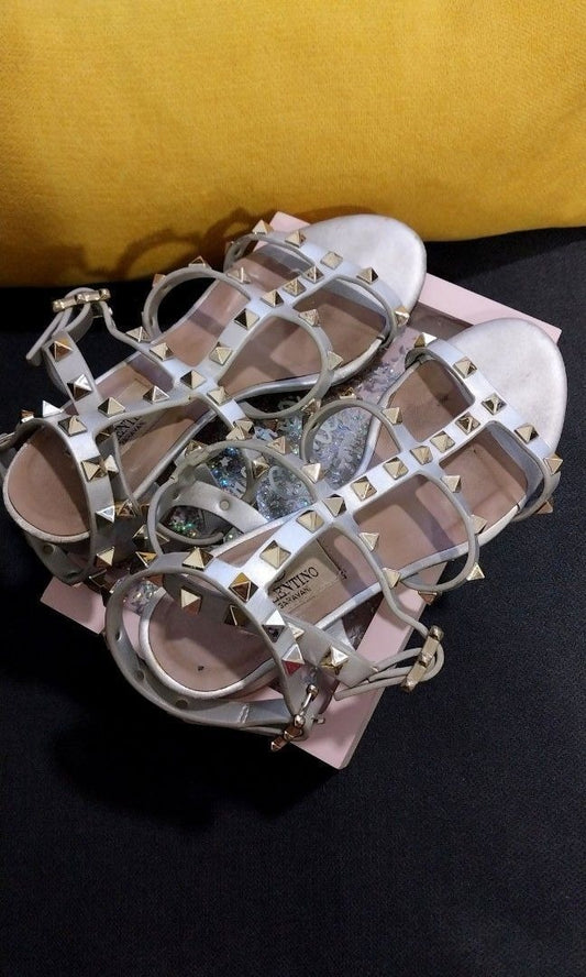 Valentino Rockstud Ankle Strap Leather Sandals