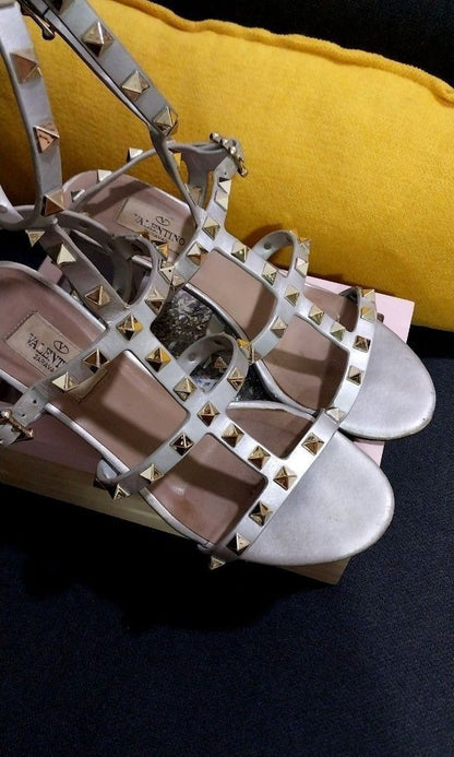 Valentino Rockstud Ankle Strap Leather Sandals