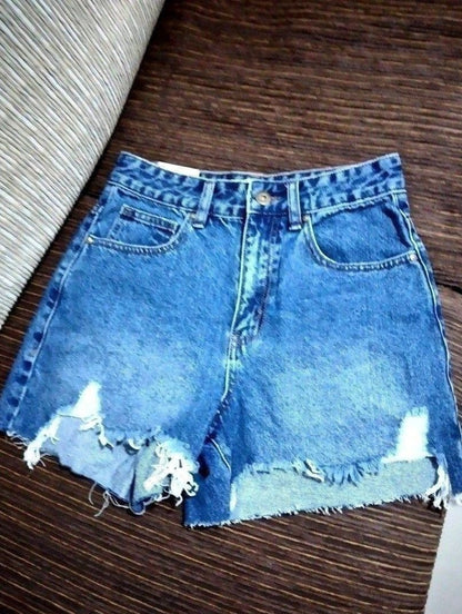 Cotton On High Rise Ripped Mom Shorts