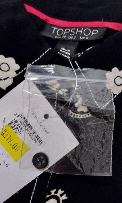 Topshop Black Floral Print Mini Dress with Belt