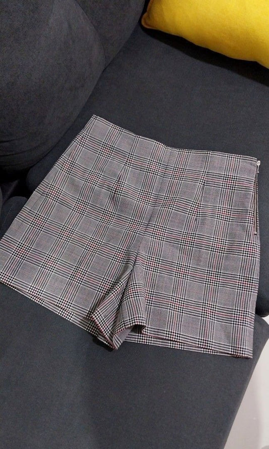 Zara Checkered High-Rise Shorts