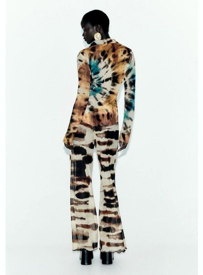 Zara Tie-Dye Print Tulle Mesh Shirt