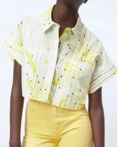 Zara Floral Poplin Crop Top
