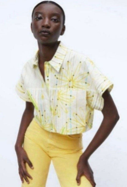 Zara Floral Poplin Crop Top