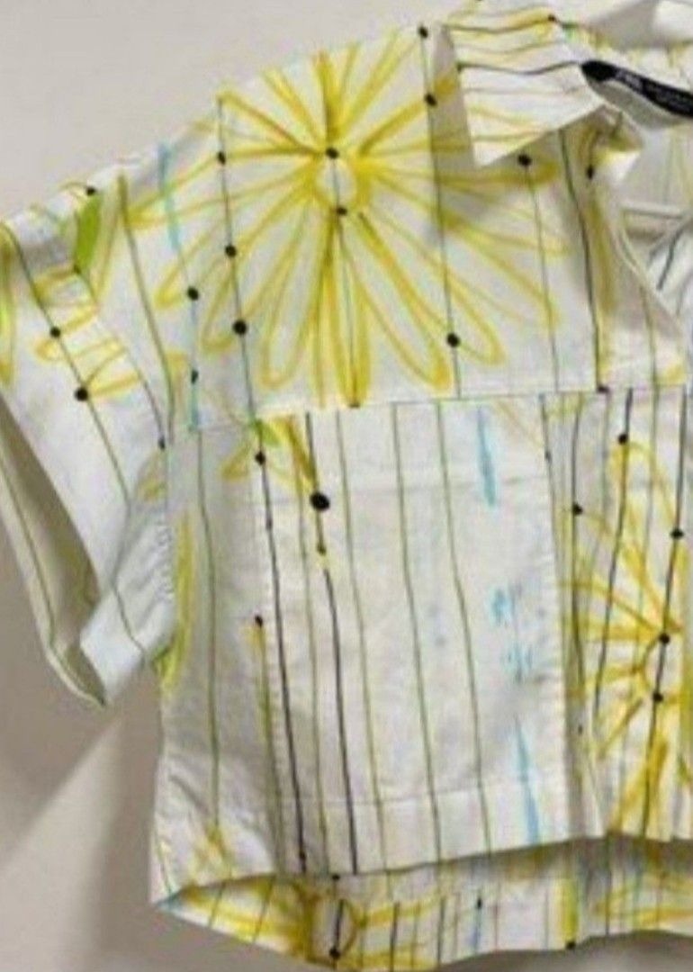Zara Floral Poplin Crop Top