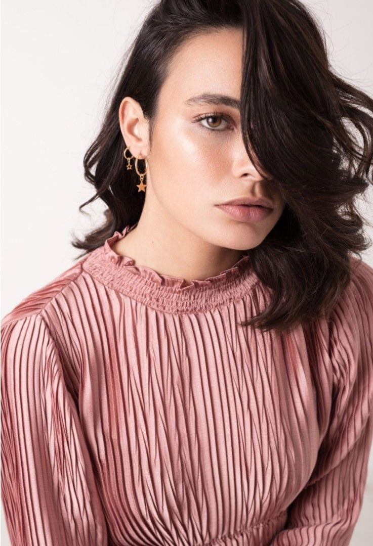Zara Pleated High-Neck Top