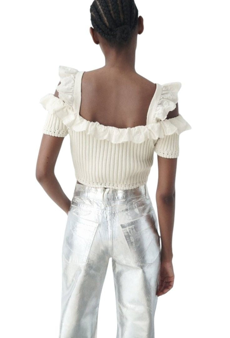 Zara Off-Shoulder Knit Crop Top