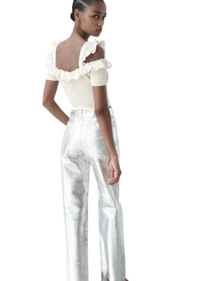 Zara Off-Shoulder Knit Crop Top